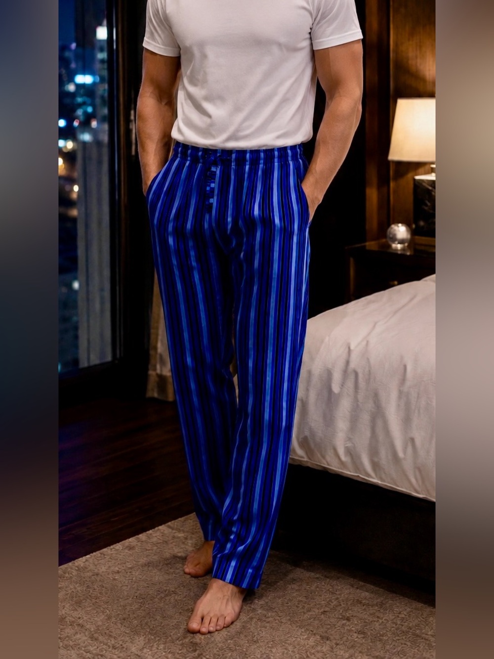 NWT Derek Rose London Striped Lounge Trousers | Size XL